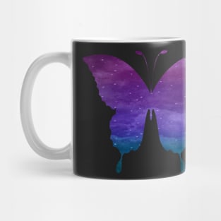 Teal and Purple Ombre Galaxy Butterfly Mug